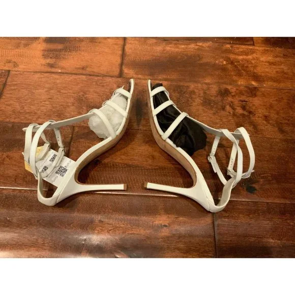 Manolo Blahnik White Leather Gladiator Strap Heeled Sandals, Size 38 (IT) 8 (US)